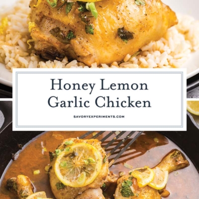 collage of honey lemon garlic chicken