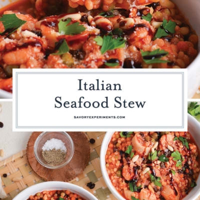 collage of Italian seafood stew