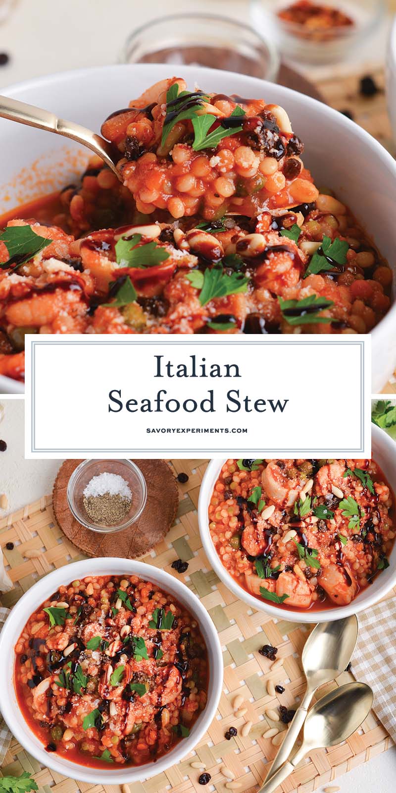 collage of Italian seafood stew