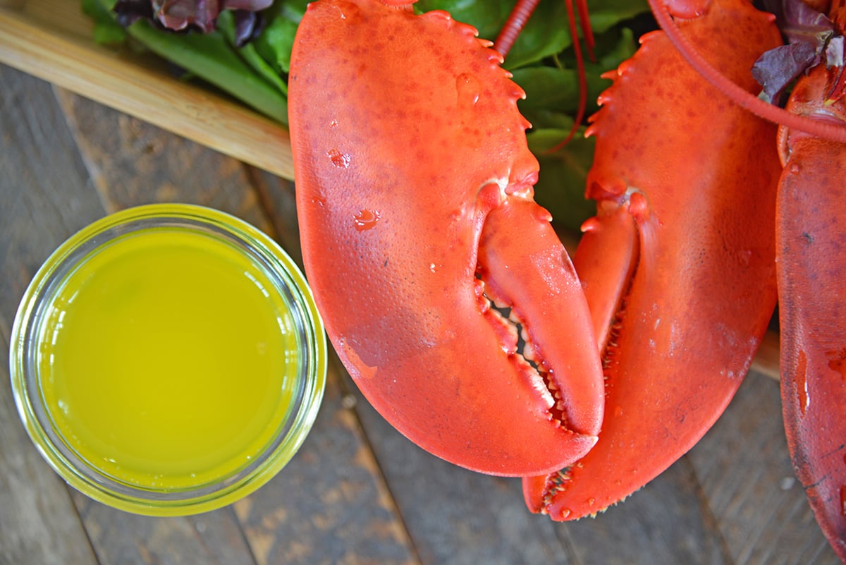 steamed lobster claws with clarified butter