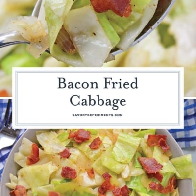 collage of bacon fried cabbage