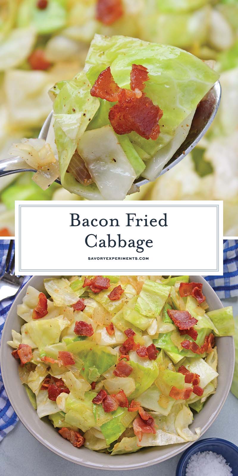 collage of bacon fried cabbage