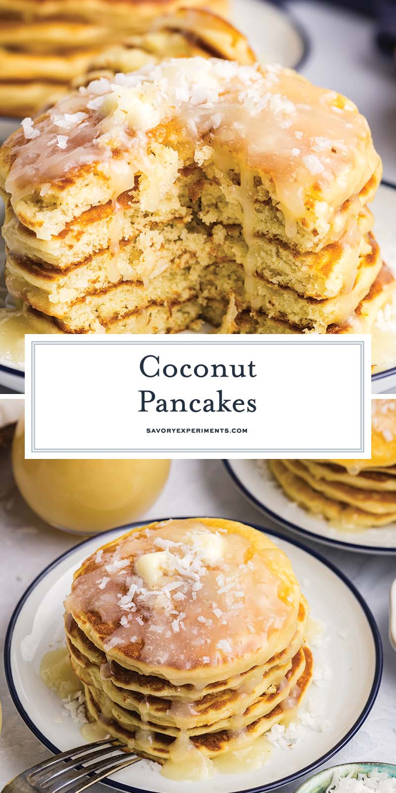 collage of coconut pancakes