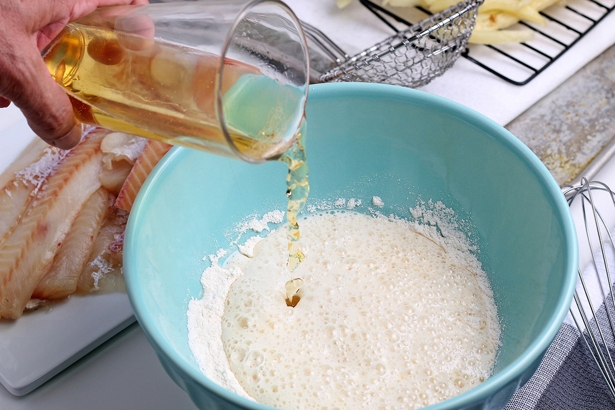 adding beer to batter