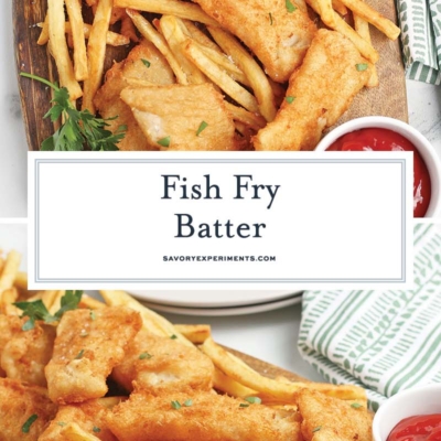 collage of fish fry batter