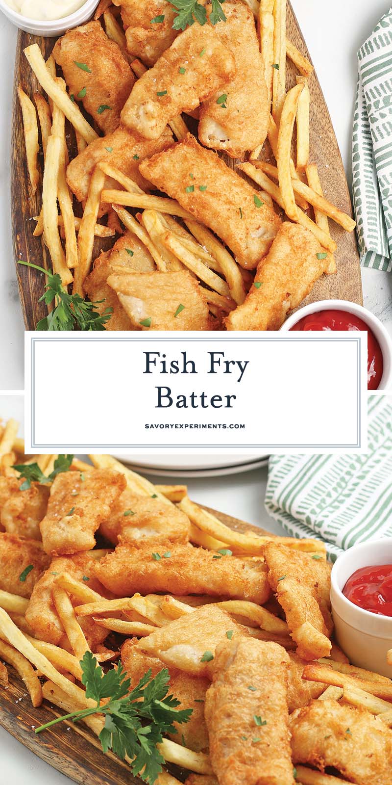 collage of fish fry batter