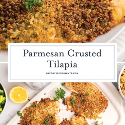 collage of parmesan crusted tilapia