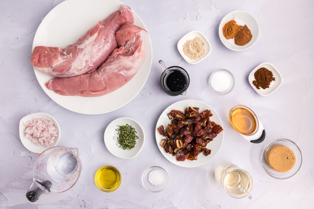 overhead shot of pork tenderloin ingredients