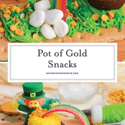 collage of pot of gold snacks