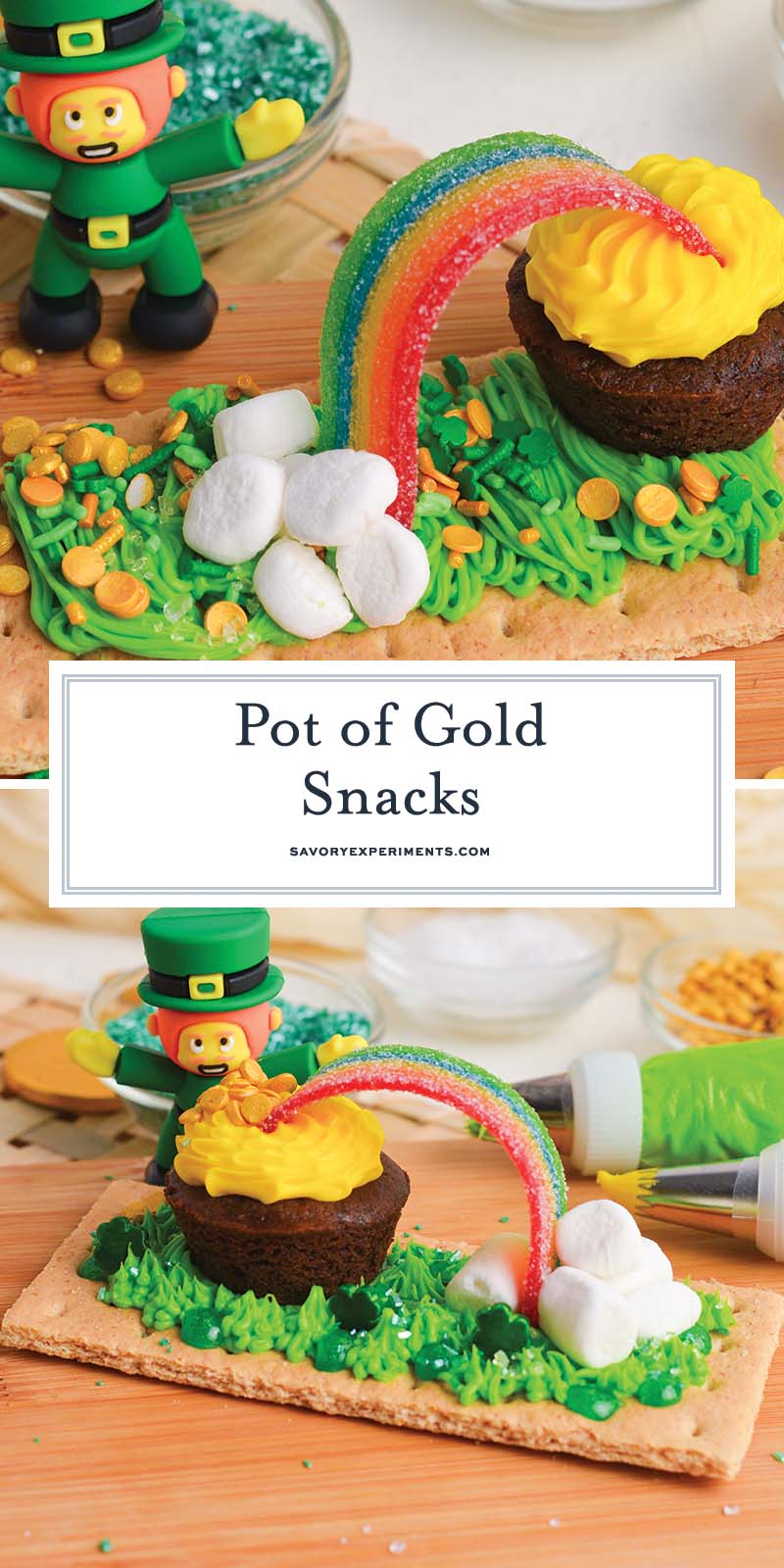 collage of pot of gold snacks