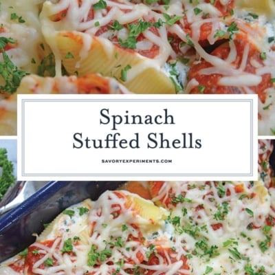 collage of spinach stuffed shells