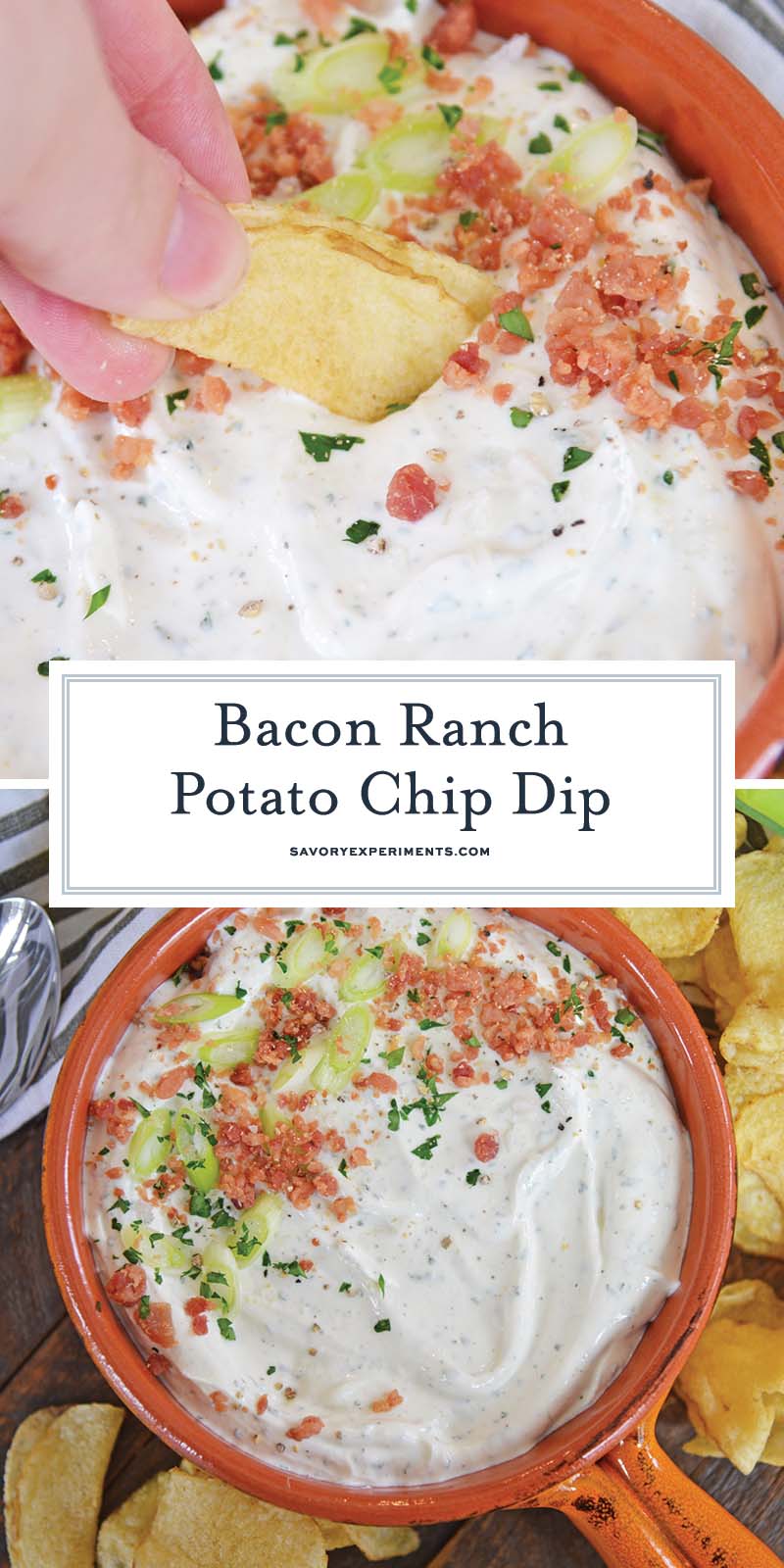 collage of bacon ranch dip