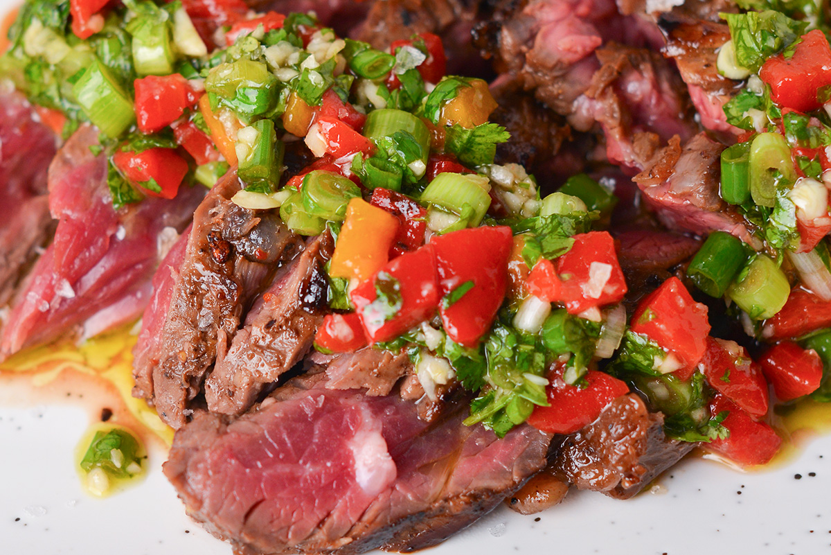 close up shot of bavette steak