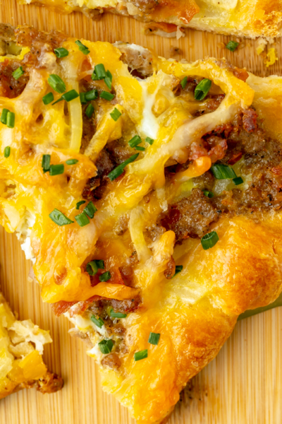 close up overhead shot of slice of pizza on spatula