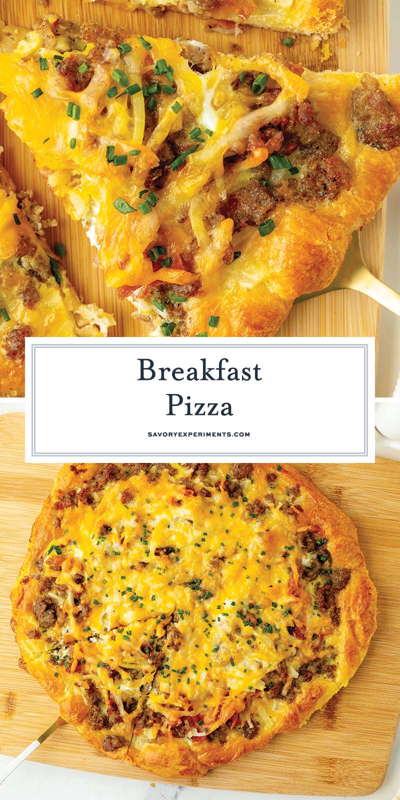 collage of breakfast pizza