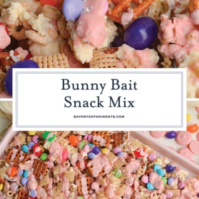 collage of bunny bait snack mix