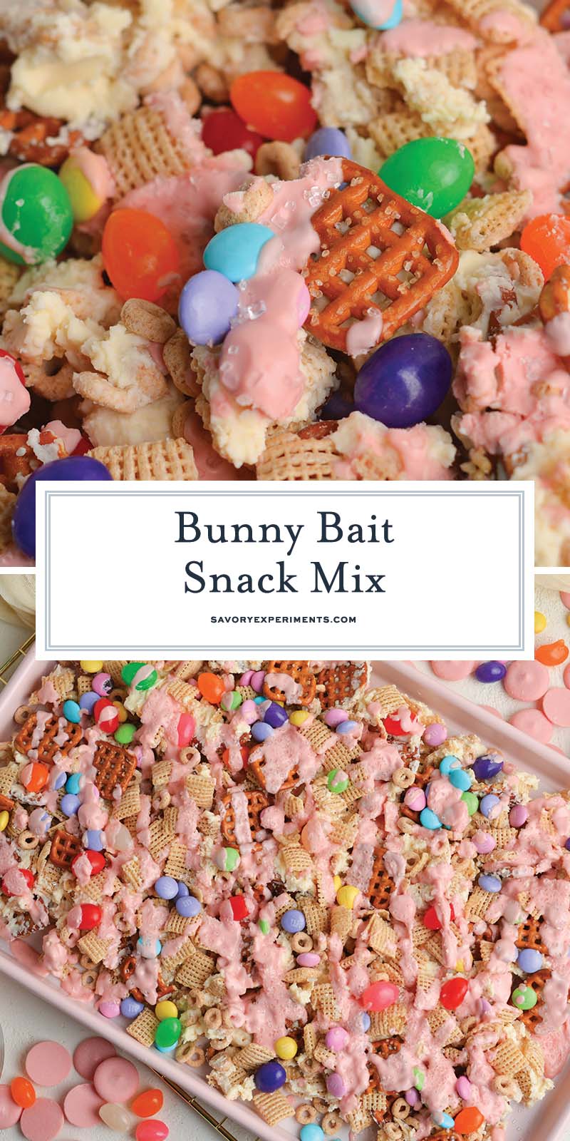 collage of bunny bait snack mix