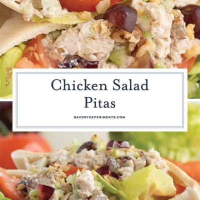 collage of chicken salad pitas