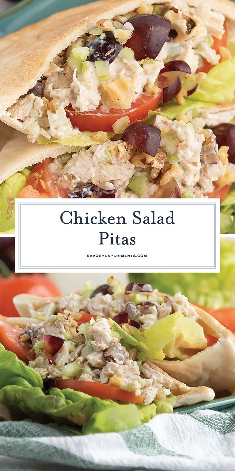 collage of chicken salad pitas