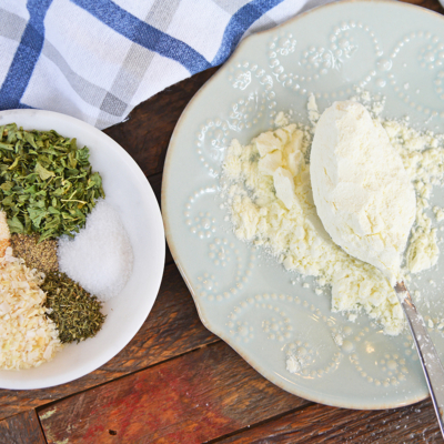 overhead shot of ranch dressing mix and dried buttermilk