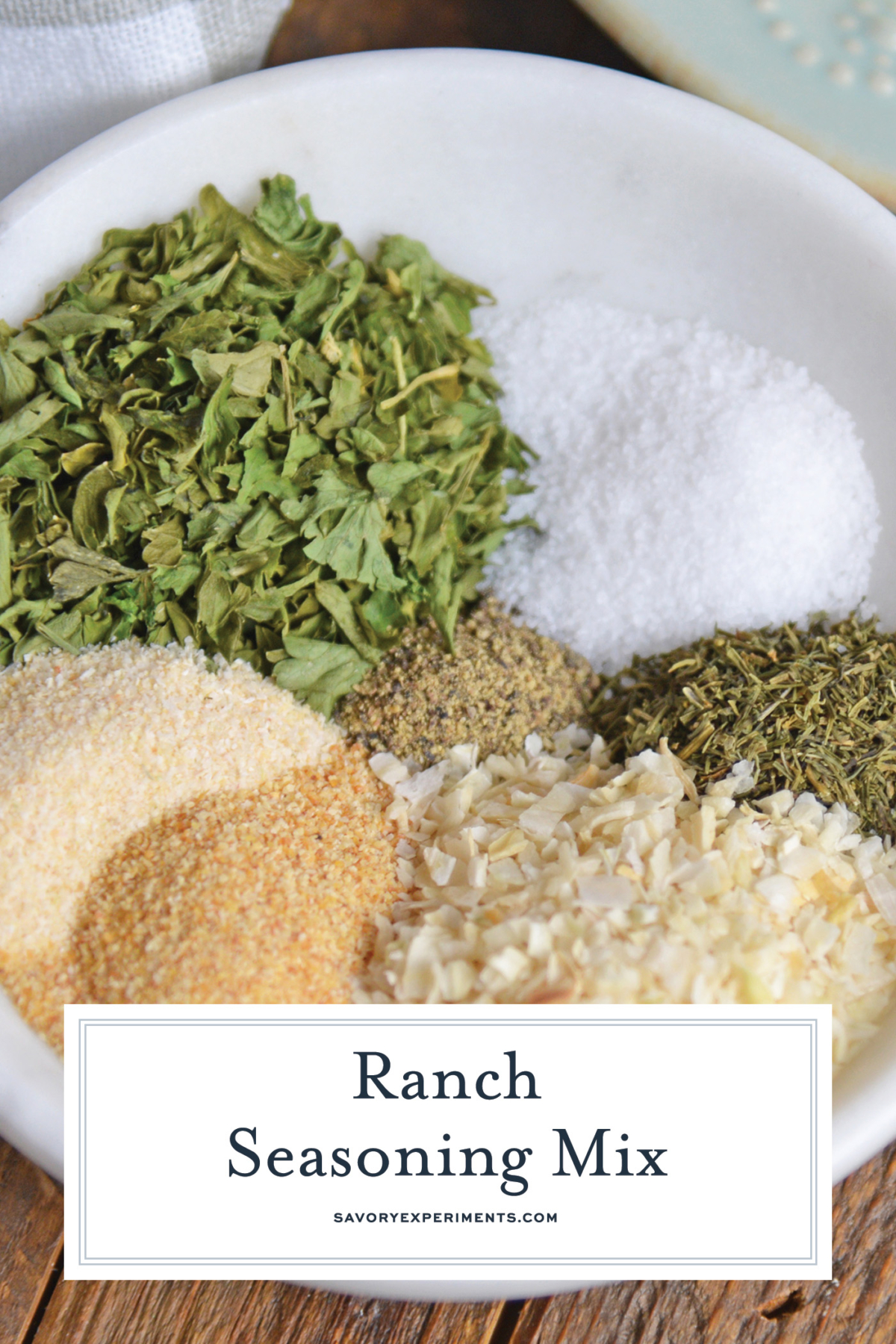 angled shot of bowl of ranch dressing mix with text overlay