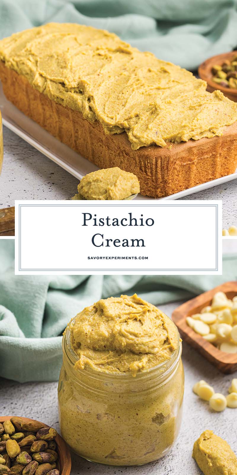 collage of pistachio cream